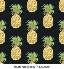 Seamless pattern with tropical fruits. Bright vector background for your design.