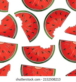 Seamless pattern with tropical fruits. Illustration in hand draw style