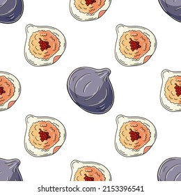 Seamless pattern with tropical fruits. Illustration in hand draw style