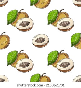 Seamless pattern with tropical fruits. Illustration in hand draw style