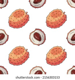 Seamless pattern with tropical fruits. Illustration in hand draw style