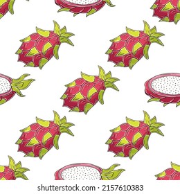 Seamless pattern with tropical fruits. Illustration in hand draw style