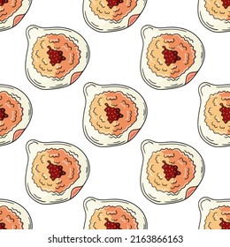 Seamless pattern with tropical fruits. Illustration in hand draw style