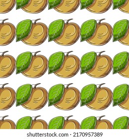 Seamless pattern with tropical fruits. Illustration in hand draw style