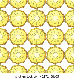 Seamless pattern with tropical fruits. Illustration in hand draw style