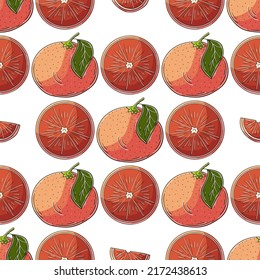 Seamless pattern with tropical fruits. Illustration in hand draw style