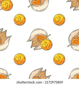 Seamless pattern with tropical fruits. Illustration in hand draw style