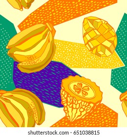 Seamless pattern with tropical fruits. Vector illustration.Textile design.
