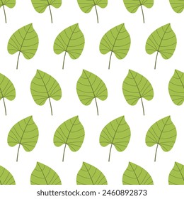 Seamless pattern with Tropical green leaves. Jungle Plants repeat Vector Pattern isolated on White Background. Summer background for textile, paper and fabric print