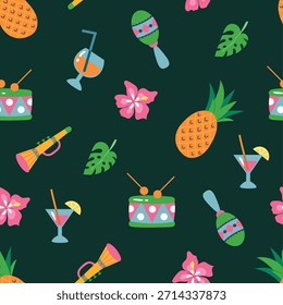 Seamless Pattern of Tropical Illustrations. Endless patterns for your design	