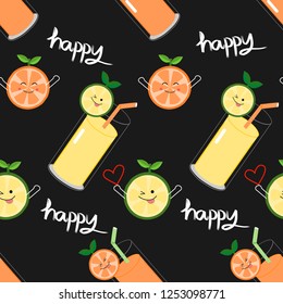 seamless pattern of tropical juices,orange,lime