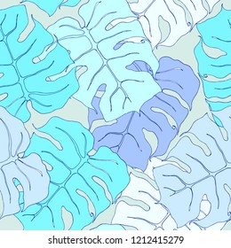 Seamless pattern tropical leaf. Vector background.