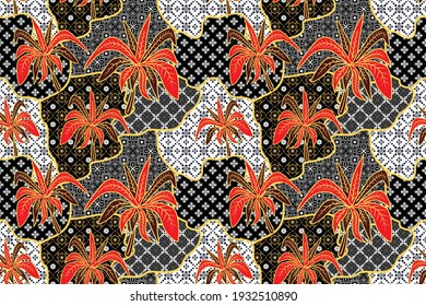 Seamless Pattern Floral Illustration Indonesian Batik Stock Vector ...