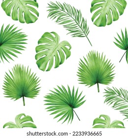 Seamless Pattern Tropical Leaf Watercolor