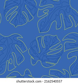 Seamless Pattern With Tropical Leaf.Design For Fashion Fabrics, Textile Graphics, Print.