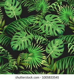 seamless pattern with tropical leaves