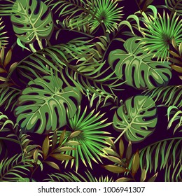seamless pattern with tropical leaves 