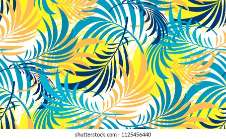 Seamless  pattern with tropical leaves