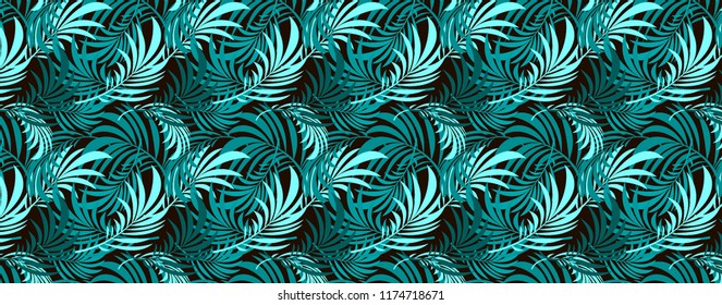 Seamless  pattern with  tropical leaves