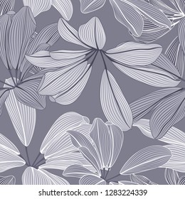 Seamless pattern with tropical leaves.
