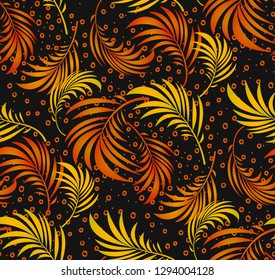 Seamless  pattern with tropical leaves