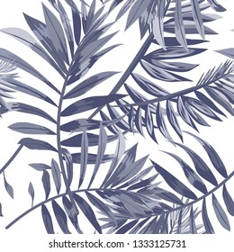 Seamless pattern with tropical leaves.
