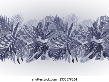 Seamless pattern with tropical leaves.