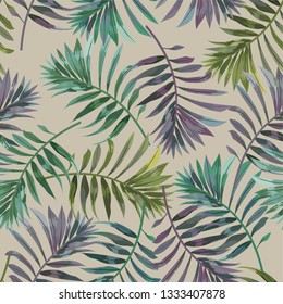 Seamless pattern with tropical leaves.