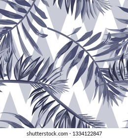 Seamless pattern with tropical leaves.