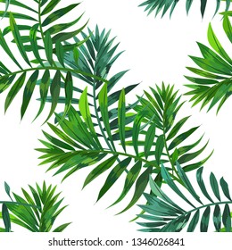Seamless pattern with tropical leaves.