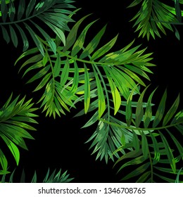 Seamless pattern with tropical leaves.