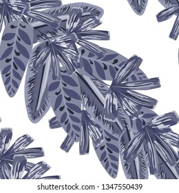 Seamless pattern with tropical leaves.
