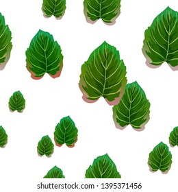 Seamless pattern from tropical leaves.
