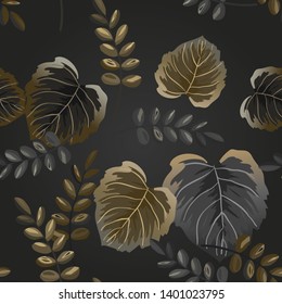 Seamless pattern from tropical leaves.