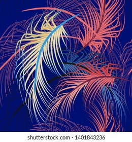 Seamless pattern from tropical leaves.