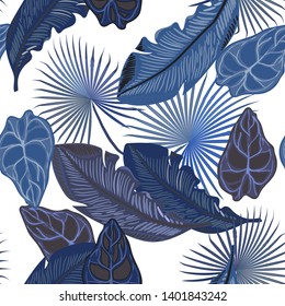 Seamless pattern from tropical leaves.