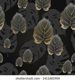 Seamless pattern from tropical leaves.