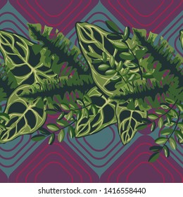 Seamless pattern from tropical leaves.