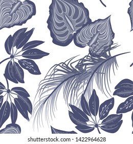 Seamless pattern from tropical leaves.