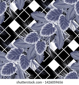 Seamless pattern from tropical leaves.