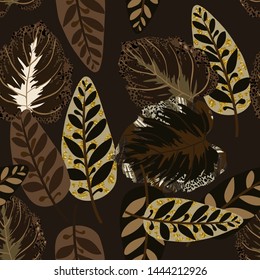 Seamless pattern from tropical leaves.