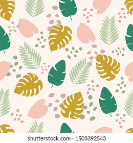 Seamless pattern with tropical leaves