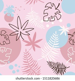 Seamless pattern with tropical leaves