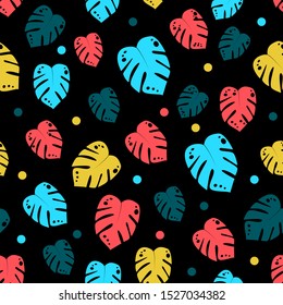 Seamless pattern with tropical leaves