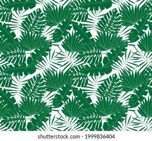 Seamless pattern with tropical leaves