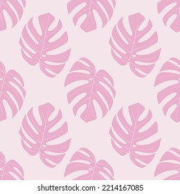 Seamless pattern with tropical leaves.