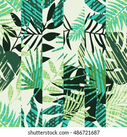 Seamless pattern with tropical leaves