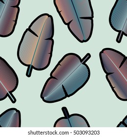 Seamless pattern with tropical leaves