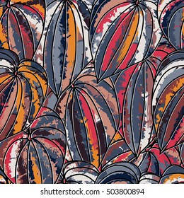 Seamless pattern with tropical leaves.