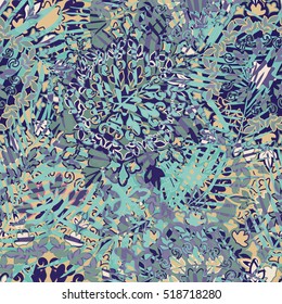Seamless pattern with tropical leaves